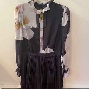 Ted Baker Floral Dress with Pleating Size 3